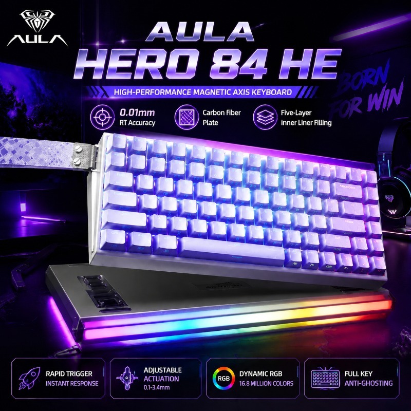 Gaming Keyboard Magnetic Switches - Teclado Mecánico para Juegos AULA HERO84,