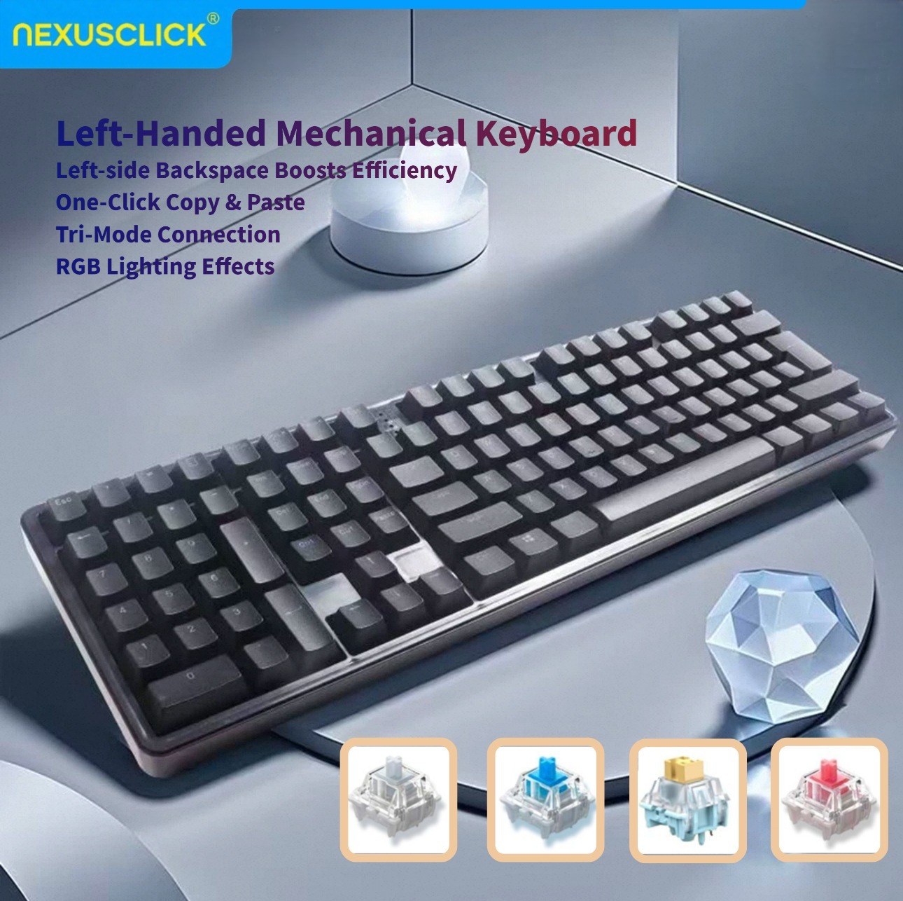 Gaming Keyboard Number Pad - Teclado Mecánico Ergonómico NexusClick para Zurdos,