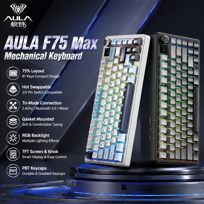 Teclado Mecánico AULA F75 Max, - Gasket Mount Kit reseña y precio