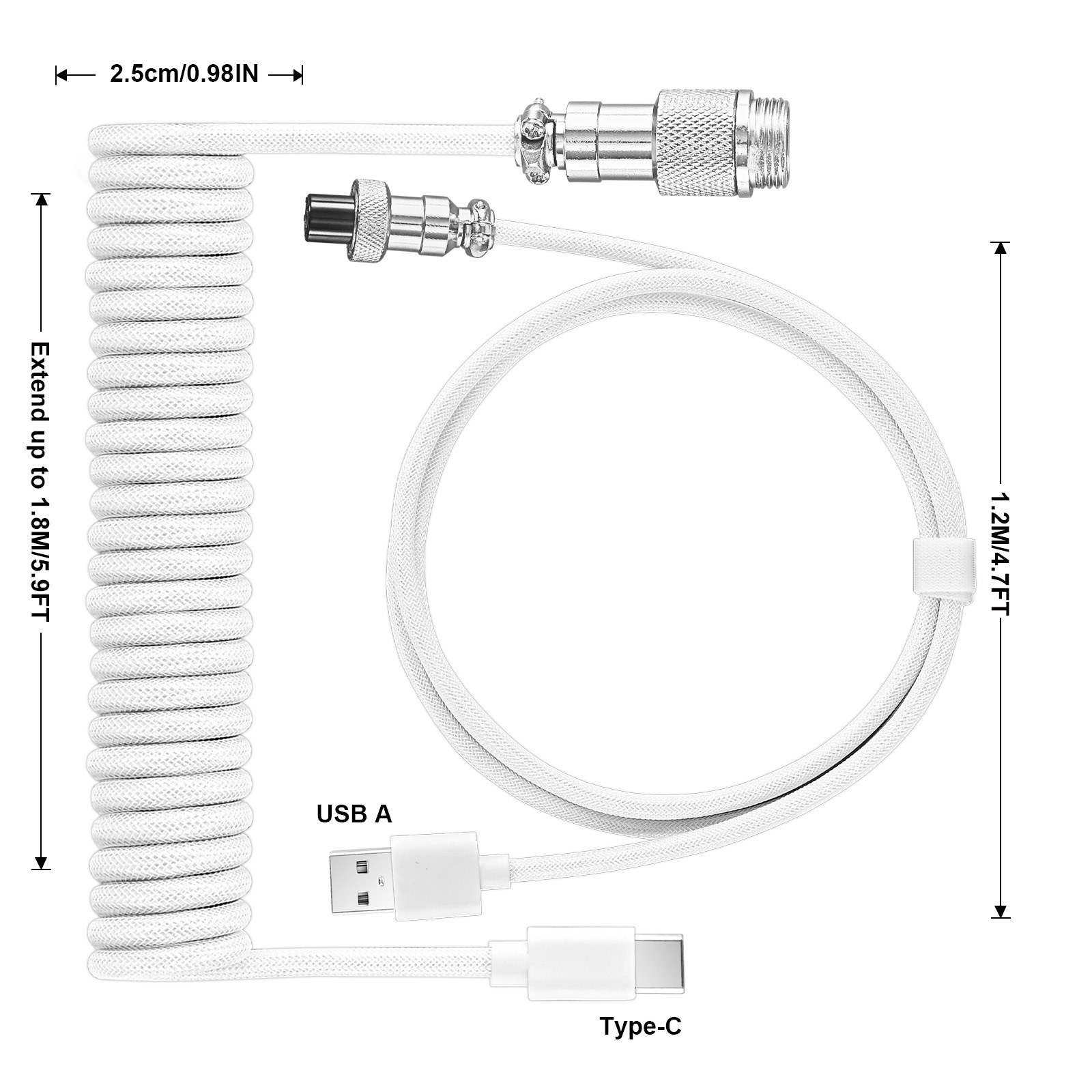 Cable Espiral USB Tipo C para  - Gaming Keyboard Type C reseña y precio